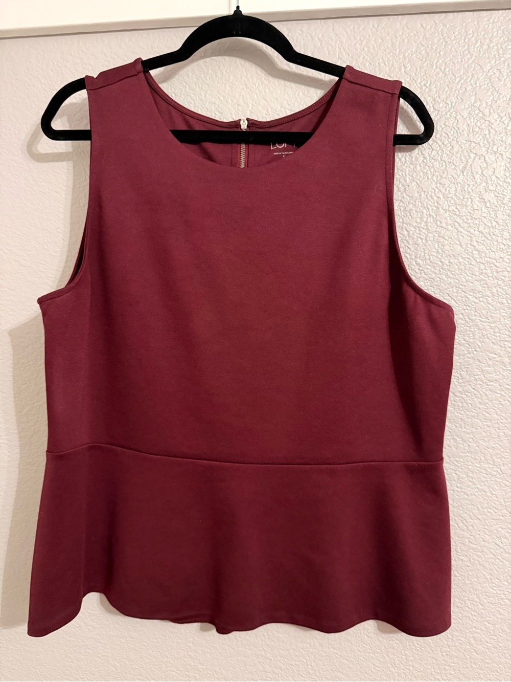 LOFT Sleeveless Peplum Tank Top - Burgundy